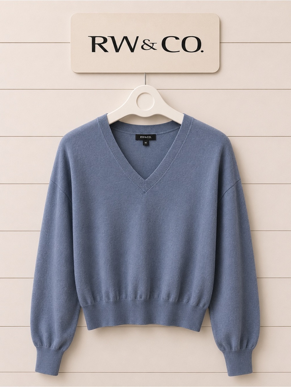 RW&CO  blue v neck sweater size M